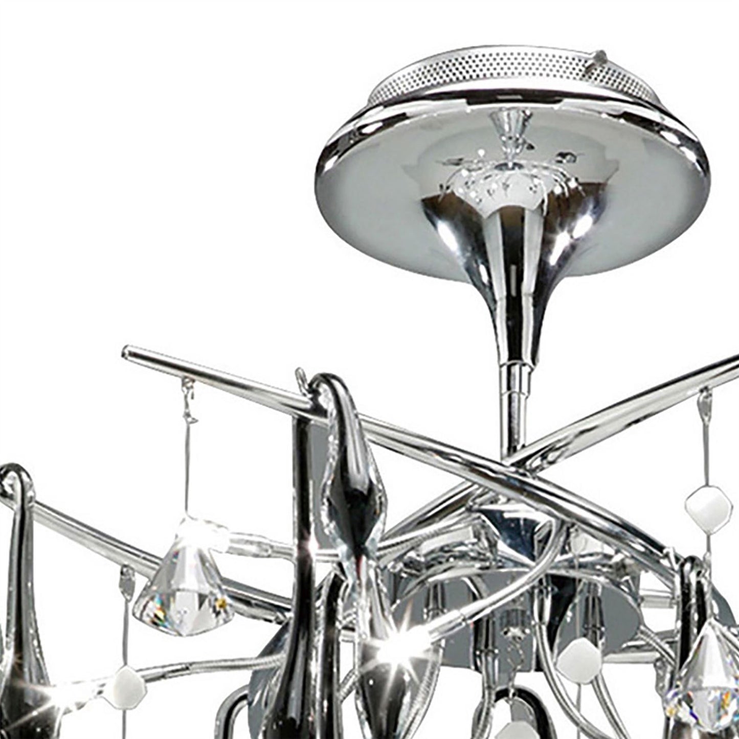 Diyas Cygnet 60cm  10 Light G4 Polished Chrome/Black Glass/Crystal, NOT LED/CFL Compatible Ceiling Light Fitting
