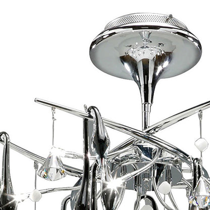 Diyas Cygnet 60cm  10 Light G4 Polished Chrome/Black Glass/Crystal, NOT LED/CFL Compatible Ceiling Light Fitting