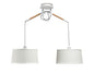 Mantra M4930 Nordica Linear Pendant with White Shade 2 Light E27, Matt White/Beech with Ivory White Shades
