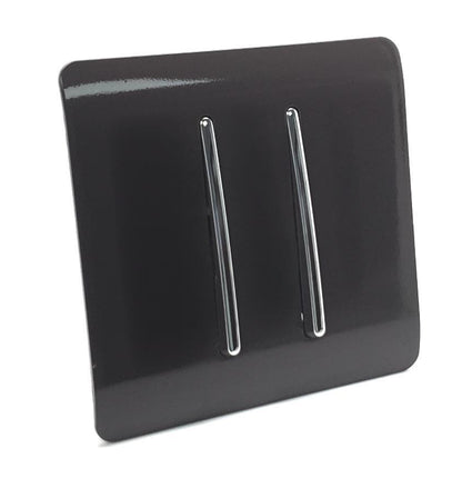 Trendi 2 Gang Artistic Modern Glossy Tactile Home Automation Switch Dark Brown