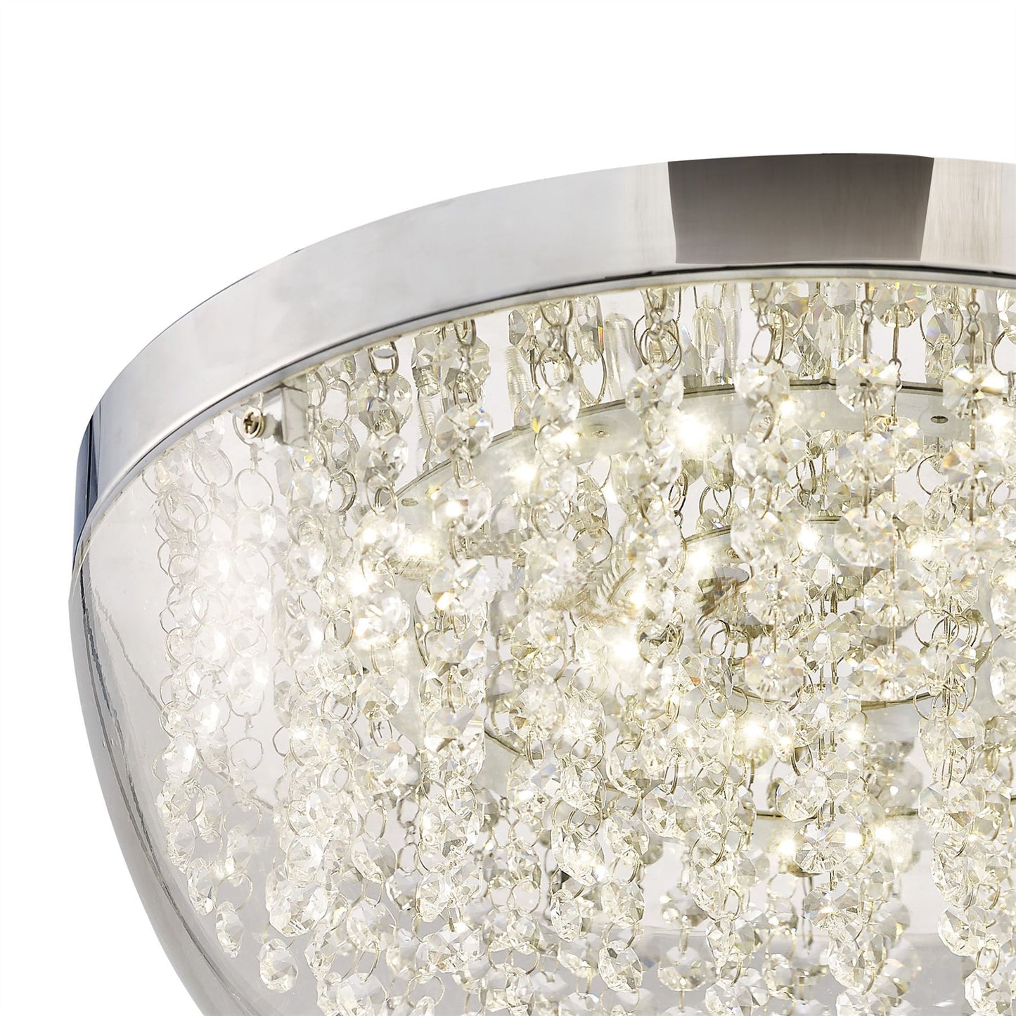 Diyas Harper 40cm Large Flush  21W 1600lm LED 4000K Polished Chrome/Crystal, 3yrs Warranty Crystal Ceiling Light Fitting