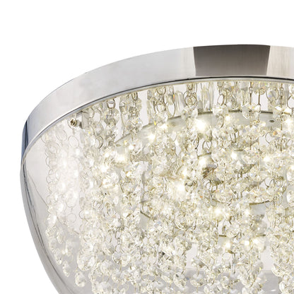 Diyas Harper 40cm Large Flush  21W 1600lm LED 4000K Polished Chrome/Crystal, 3yrs Warranty Crystal Ceiling Light Fitting