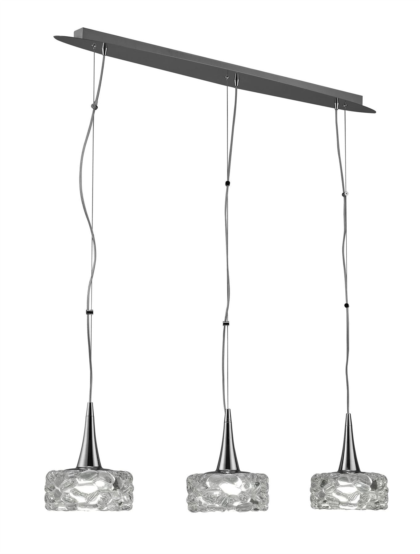 Mantra M3931 O2 Linear Pendant 3 Light E27 Line Large, Polished Chrome
