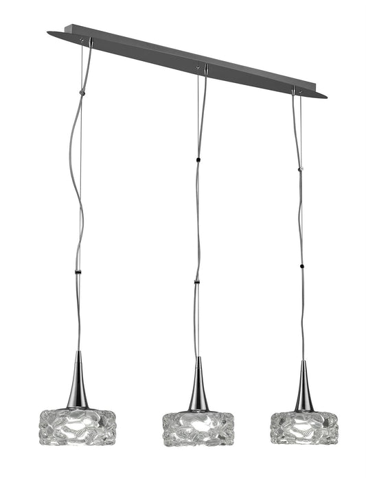 Mantra M3931 O2 Linear Pendant 3 Light E27 Line Large, Polished Chrome