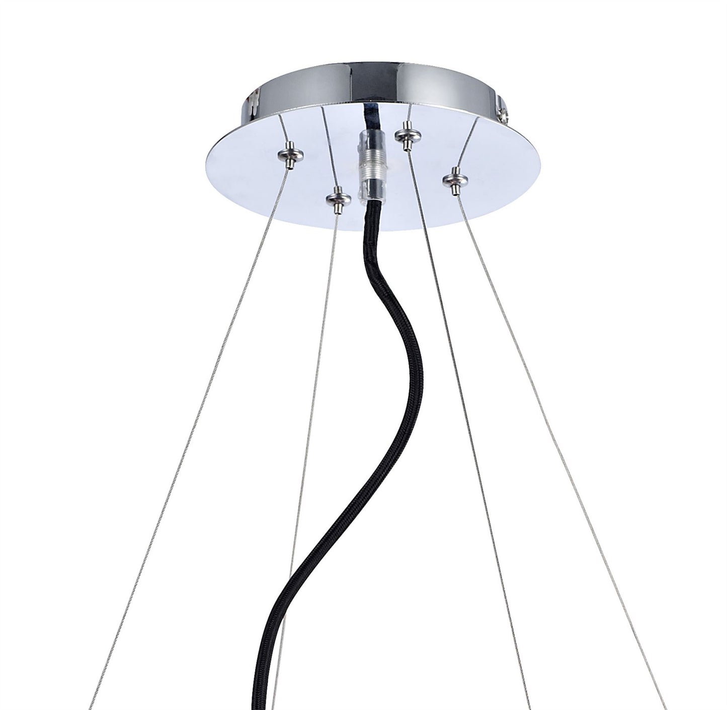 Mantra Ora 80cm Pendant 8 Twisted Round Light E27, Gloss Purple/White Acrylic/Polished Chrome, CFL Lamps INCLUDED