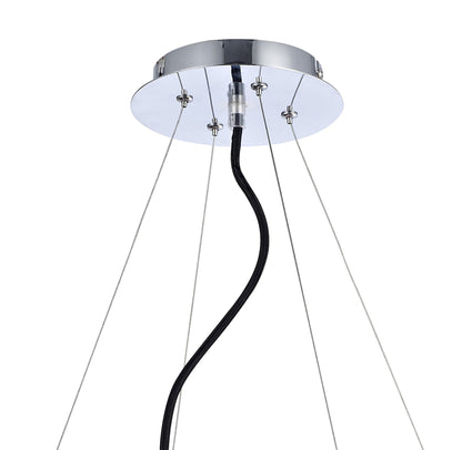 Mantra Ora 80cm Pendant 8 Twisted Round Light E27, Gloss Purple/White Acrylic/Polished Chrome, CFL Lamps INCLUDED