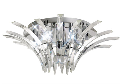 Diyas Sinclair 63cm Flush  6 Light G9 Polished Chrome Ceiling Light Fitting