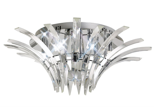 Diyas Sinclair 63cm Flush  6 Light G9 Polished Chrome Ceiling Light Fitting