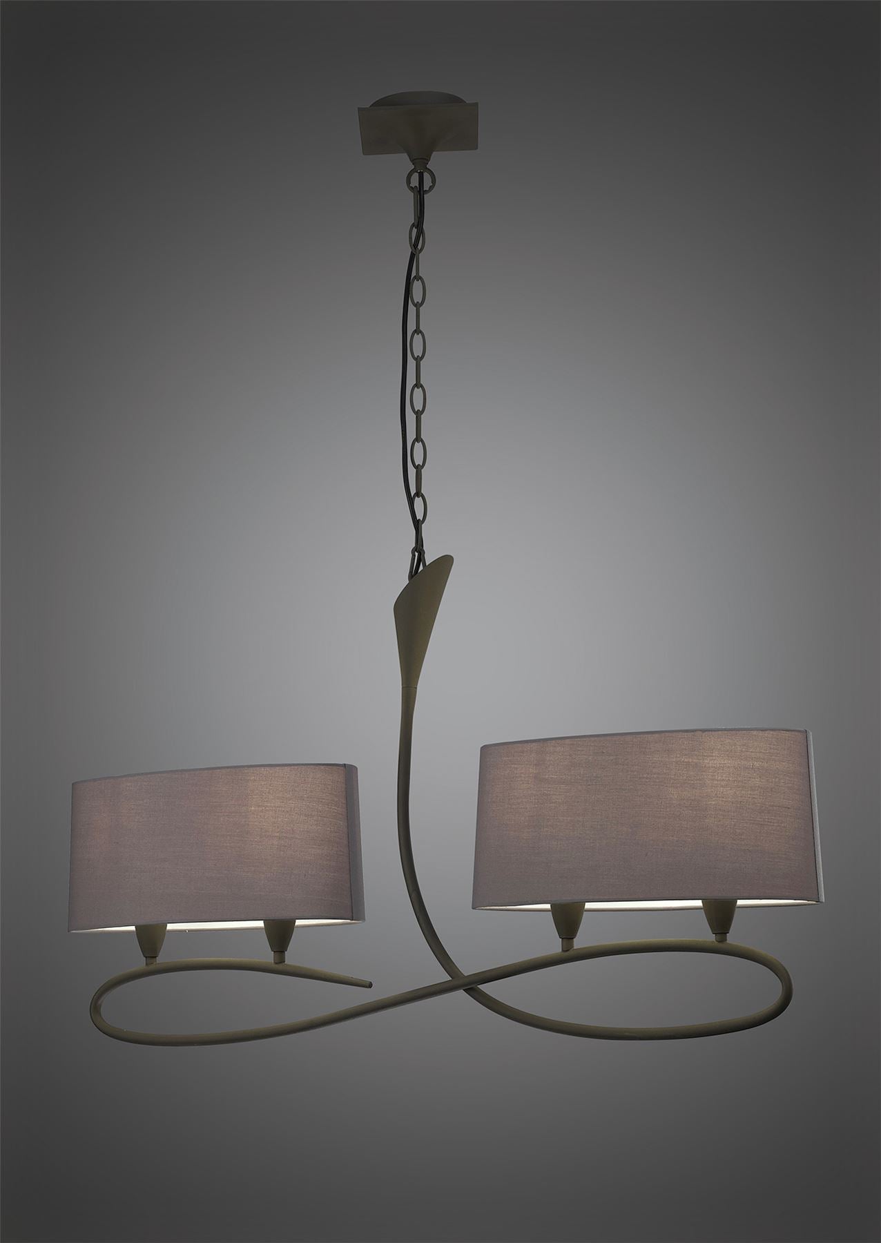 Mantra M3680 Lua Linear Pendant 2 Arm 4 Light E27, Ash Grey with Ash Grey Shades
