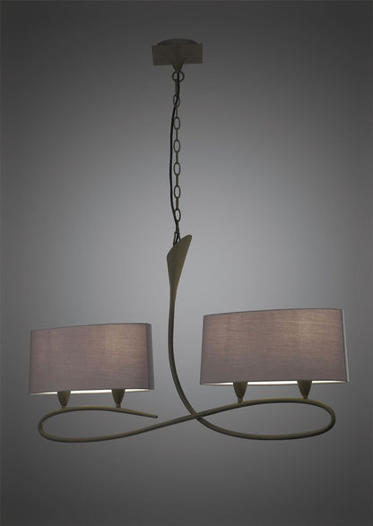 Mantra M3680 Lua Linear Pendant 2 Arm 4 Light E27, Ash Grey with Ash Grey Shades