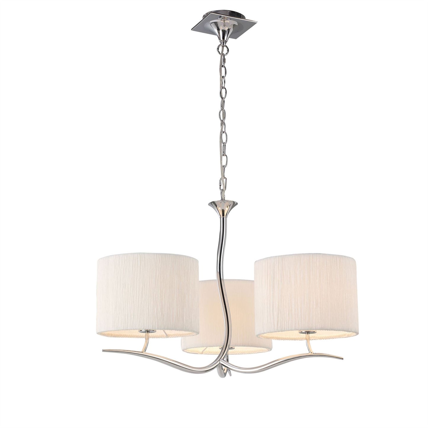 Mantra M1131 Eve Pendant 3 Light E27, Polished Chrome with White Round Shade