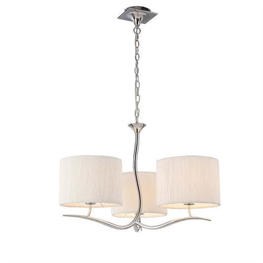 Mantra M1131 Eve Pendant 3 Light E27, Polished Chrome with White Round Shade