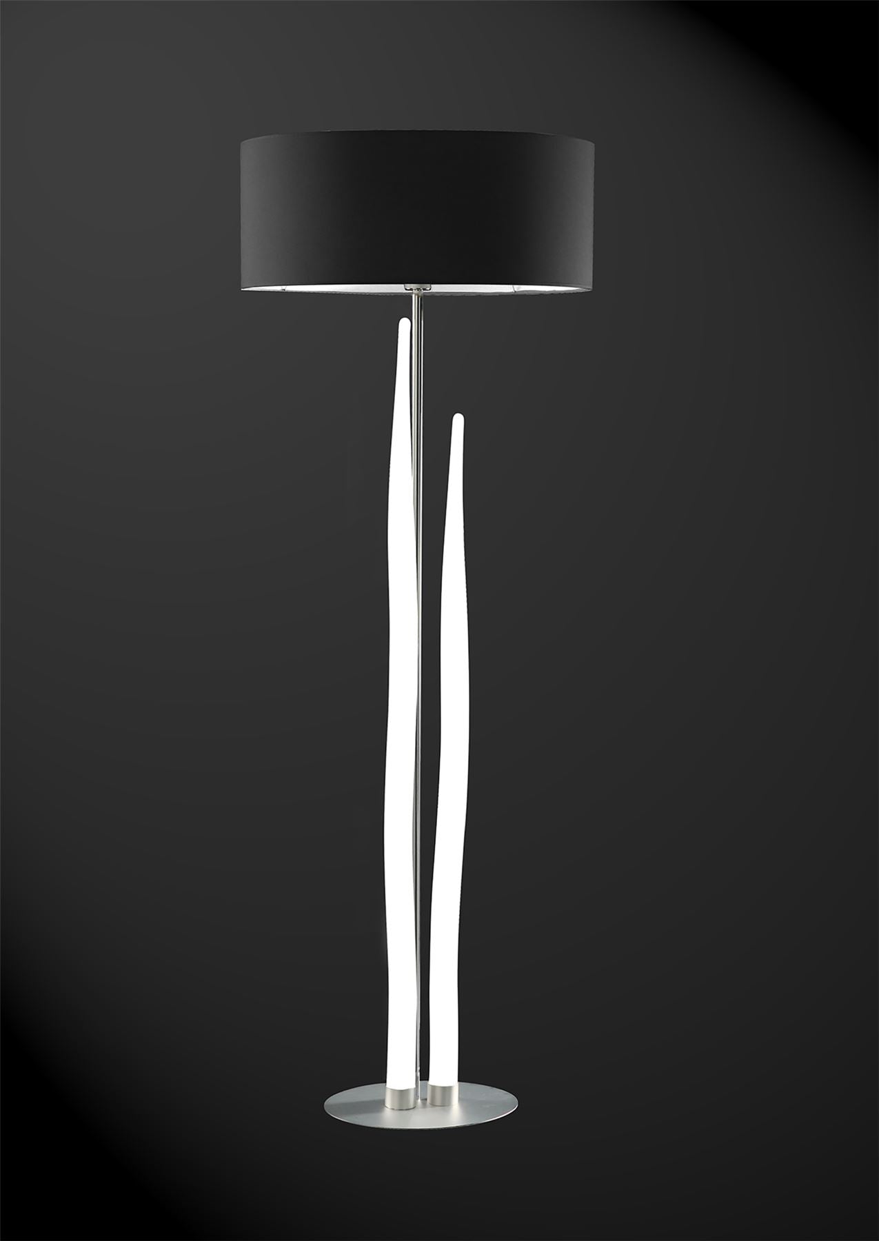 Mantra Estalacta Floor Lamp 3 Light GU10 Indoor, Silver/Opal White with Black Shade