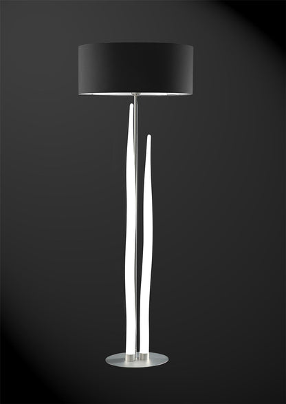 Mantra Estalacta Floor Lamp 3 Light GU10 Indoor, Silver/Opal White with Black Shade