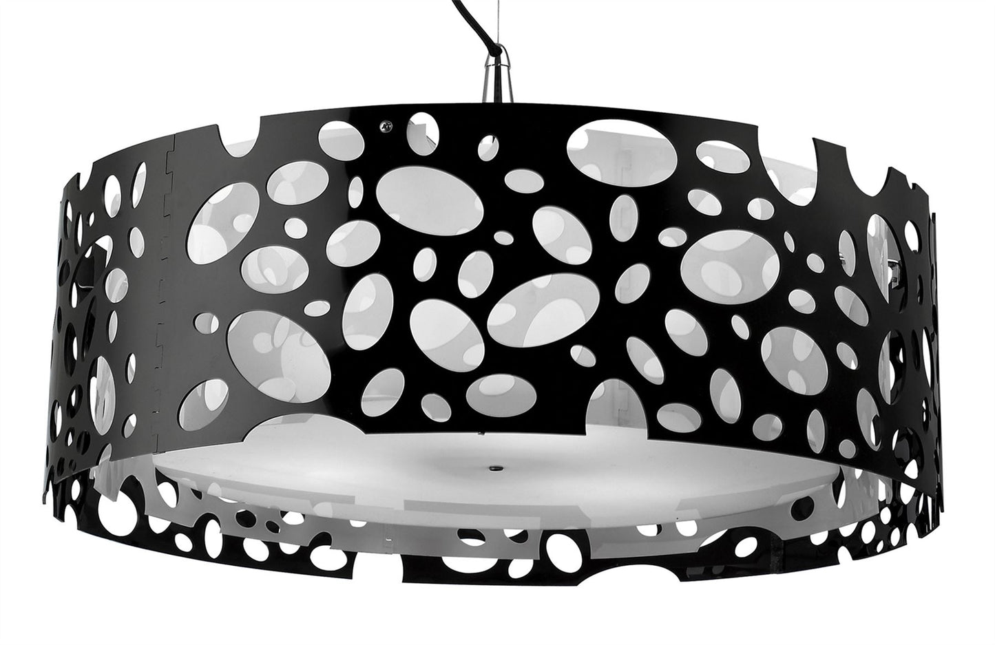Mantra Lupin 60cm Pendant 4 Light E27, Gloss Black/White Acrylic/Polished Chrome, CFL Lamps INCLUDED
