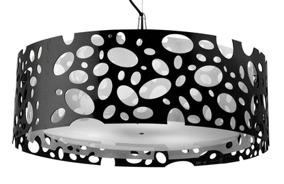 Mantra Lupin 60cm Pendant 4 Light E27, Gloss Black/White Acrylic/Polished Chrome, CFL Lamps INCLUDED