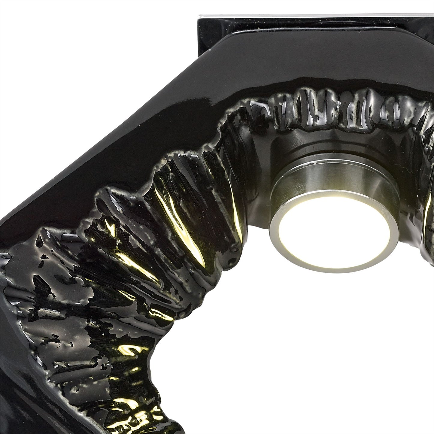 Diyas Salvio 16.5cm Ceramic  Square Sculpture 1 x 3W LED 4200K Chrome/Black, Cut Out: 60mm, 3yrs Warranty  Ceiling Light Fitting