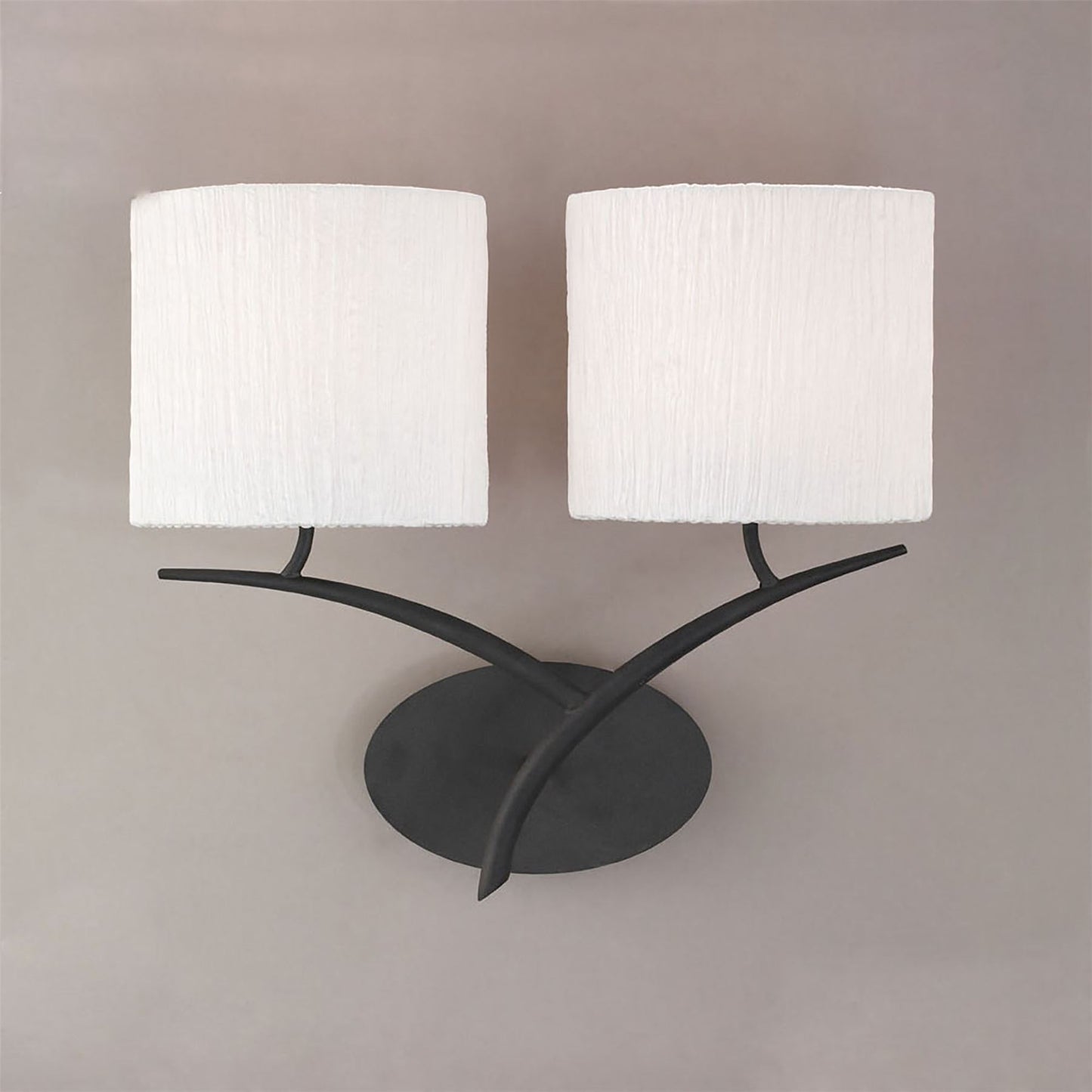 Mantra M1155 Eve Wall Light 2 Light E27, Anthracite with White Oval Shades