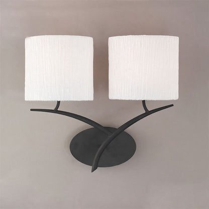 Mantra M1155 Eve Wall Light 2 Light E27, Anthracite with White Oval Shades