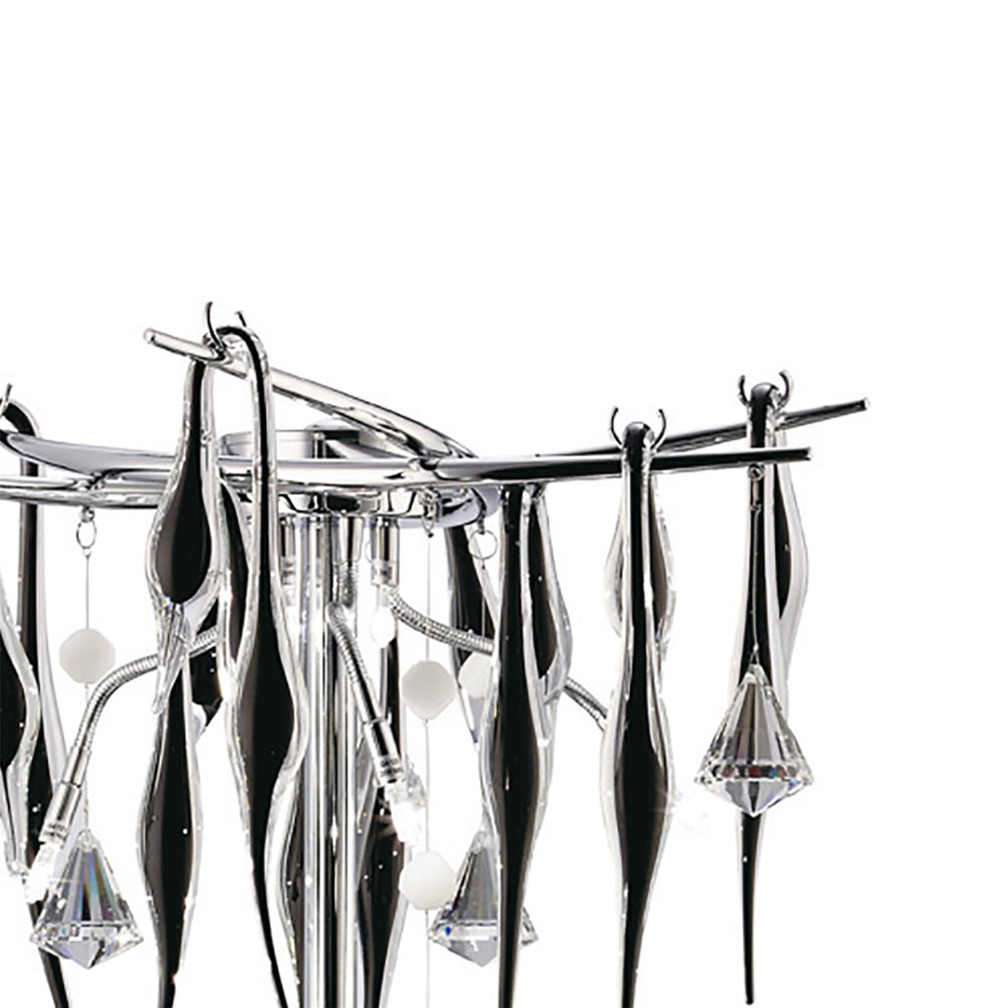Diyas Cygnet Crystal Table Lamp 6 Light G4 Polished Chrome/Black Glass, NOT LED/CFL Compatible