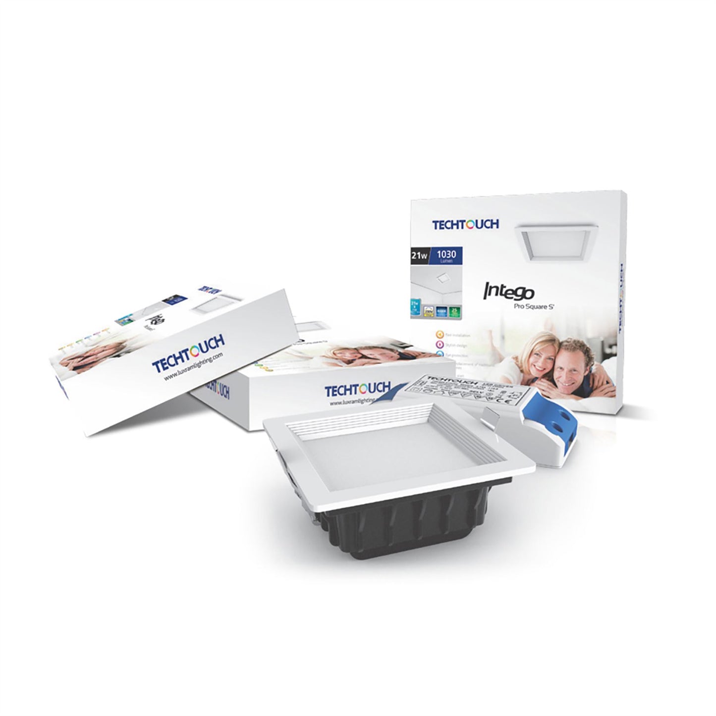 Techtouch Intego Pro Square Small 21W Cool White 1130lm, Cut Out: 120x120mm, 3yrs Warranty Recessed