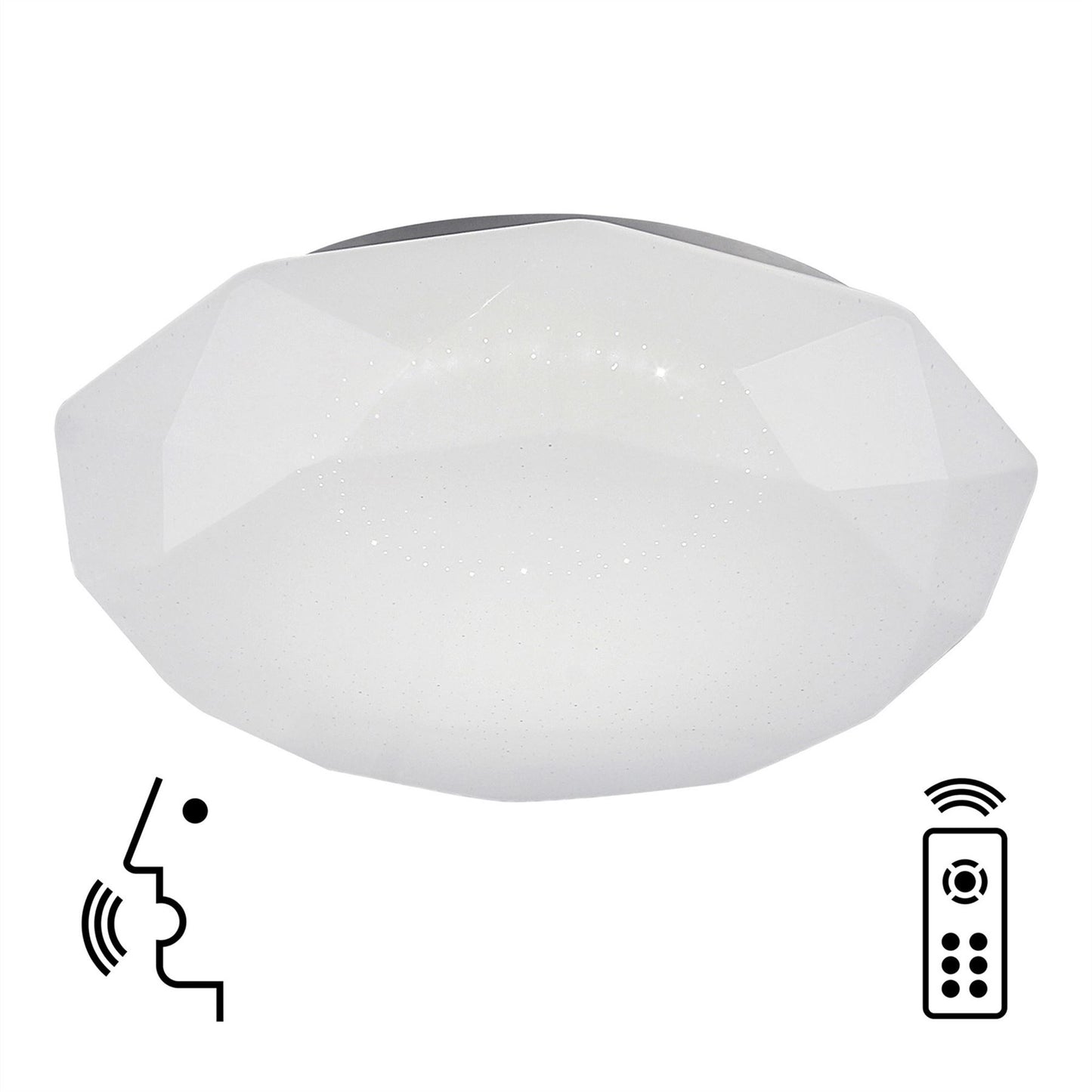 Mantra Fusion Diamante Smart 51.5cm Ceiling Light, 80W LED, 3000-5000K Tuneable White, 5200lm, Remote Control, APP, Alexa & Google Voice Control, White, 3yrs Warranty