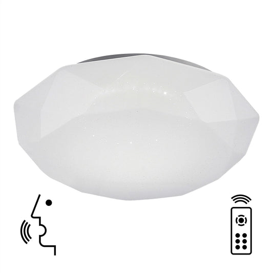 Mantra Fusion Diamante Smart 51.5cm Ceiling Light, 80W LED, 3000-5000K Tuneable White, 5200lm, Remote Control, APP, Alexa & Google Voice Control, White, 3yrs Warranty