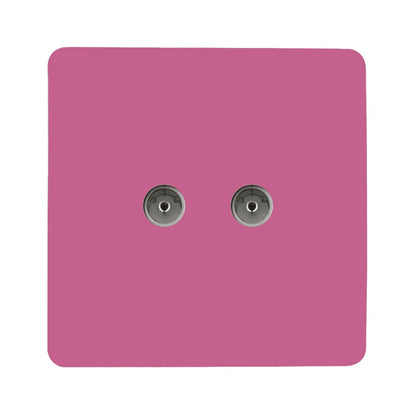Trendi Artistic Modern Glossy Tactile 2 Gang TV Socket Pink