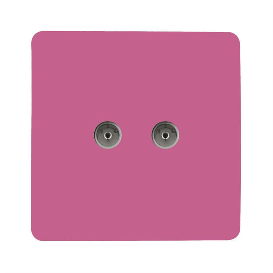 Trendi Artistic Modern Glossy Tactile 2 Gang TV Socket Pink