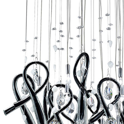 Diyas Class 60cm  Round 20 Light G4 Polished Chrome/Black Glass/Crystal, NOT LED/CFL Compatible Ceiling Pendant Light Fitting