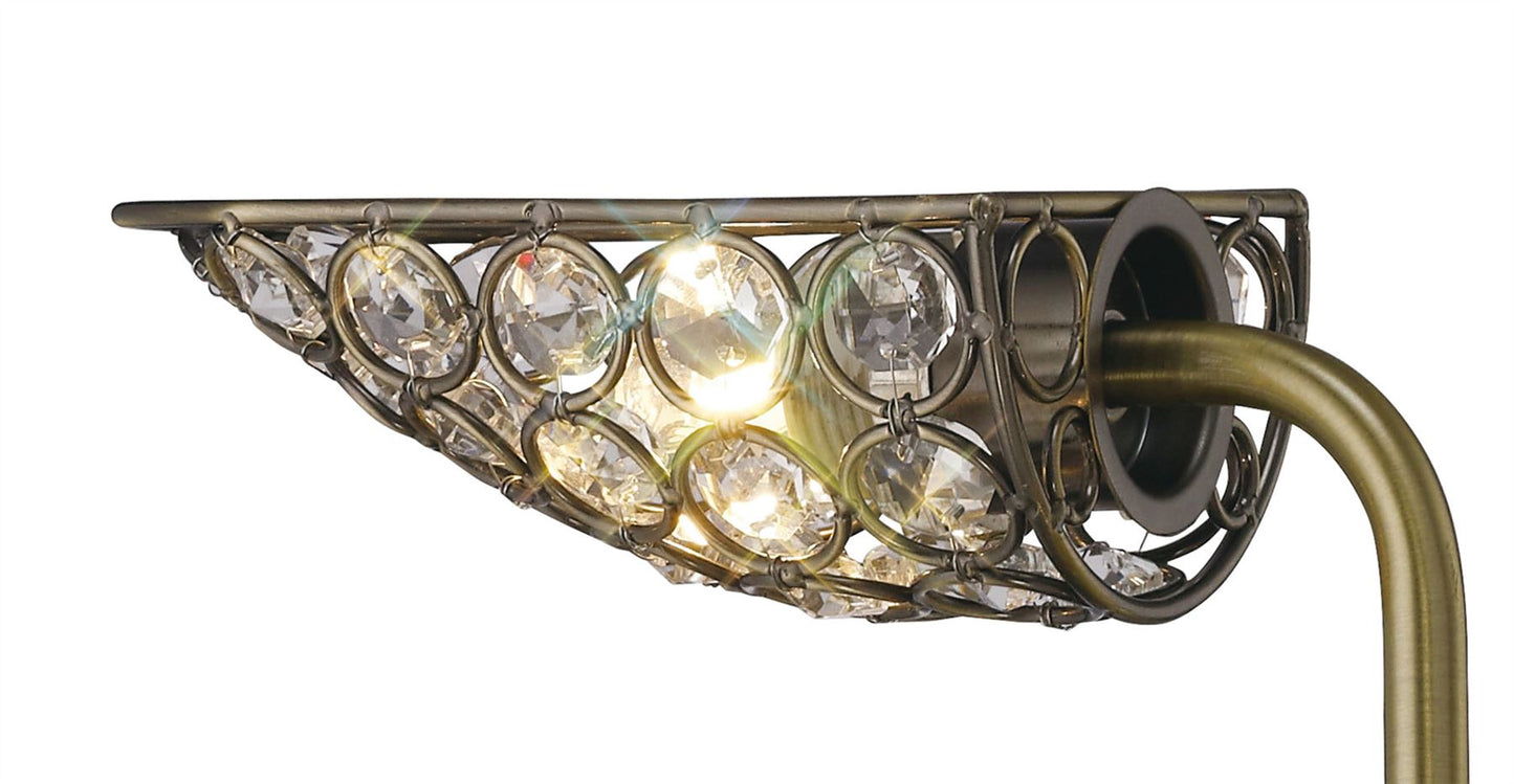 Diyas Ashton Wall Light 2 Light G9 Antique Brass/Crystal