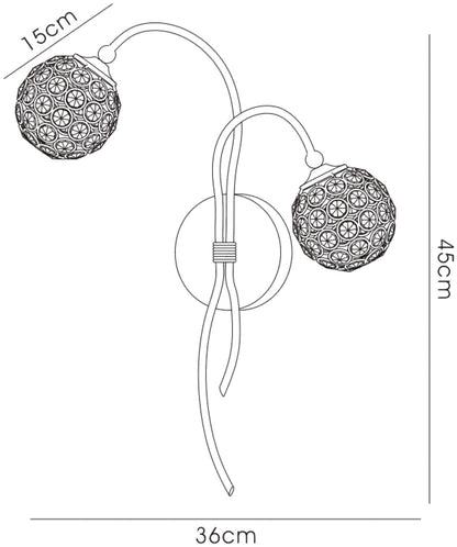 Diyas Apollo Wall Light 2 Light G9 Satin Nickel/Crystal