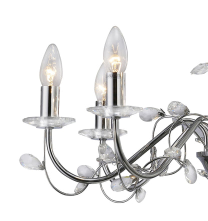 Diyas Willow 64cm  WITHOUT SHADE 8 Light E14 Polished Chrome/Crystal Ceiling Pendant Light Fitting