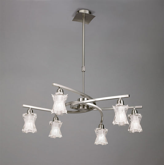 Mantra Alaska GU10 64cm Pendant Convertible To Semi Flush 6 Light L1/SGU10, Satin Nickel, CFL Lamps INCLUDED