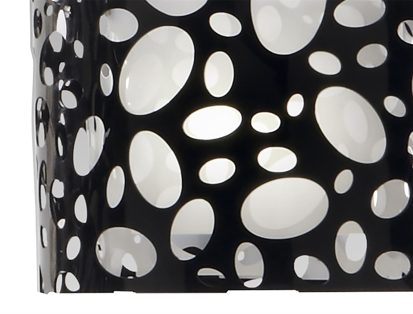 Mantra Lupin Linear Pendant 2 Light E27, Gloss Black, White Acrylic, Polished Chrome, CFL Lamps INCLUDED