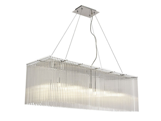 Diyas Zanthe  Linear 10 Light G9 Polished Chrome/Clear Glass Ceiling Pendant Light Fitting