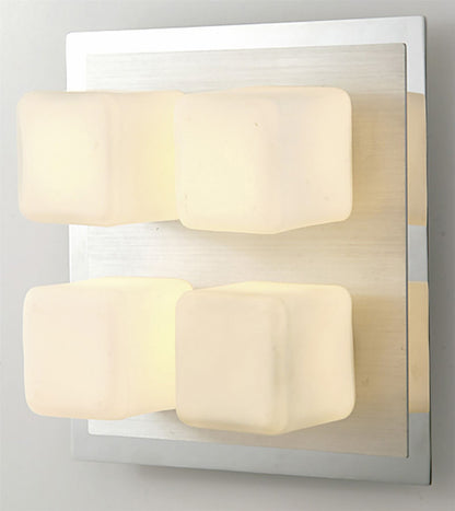 Diyas IP44 Cube Flush  4 Light G9 Polished Chrome & Aluminium/Opal Glass Ceiling Light Fitting