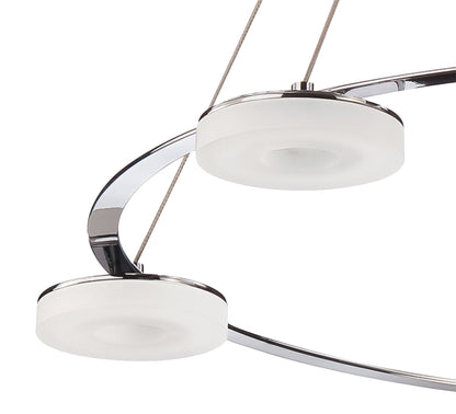 Mantra Fusion Nimbus 60cm Pendant 5 Light 25W LED 3000K, 2200lm, Polished Chrome/Frosted Acrylic, 3yrs Warranty