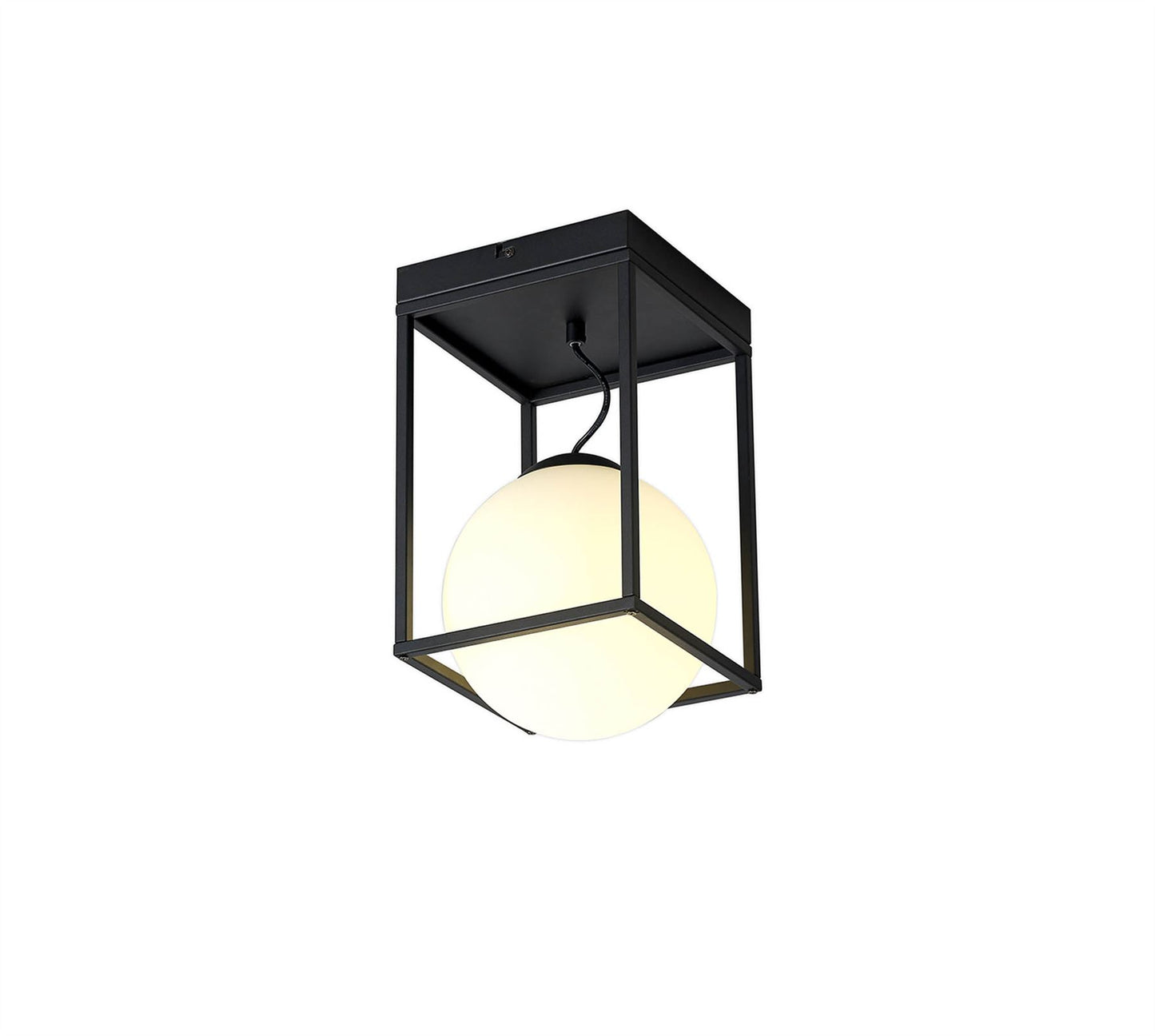 Mantra Desigual Small Short Semi Flush, 1 Light E27, Matt Black