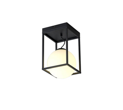 Mantra Desigual Small Short Semi Flush, 1 Light E27, Matt Black