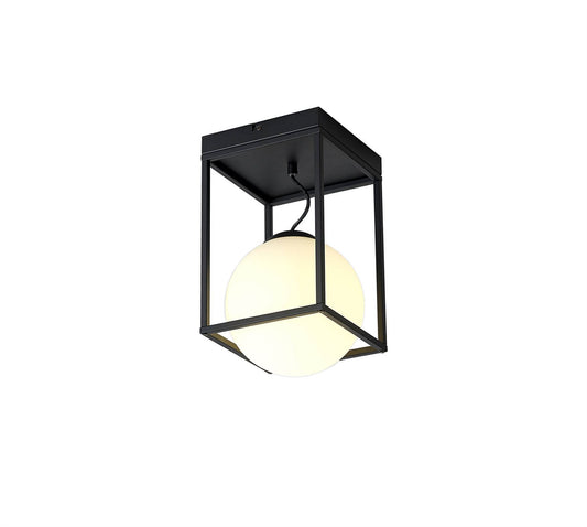 Mantra Desigual Small Short Semi Flush, 1 Light E27, Matt Black