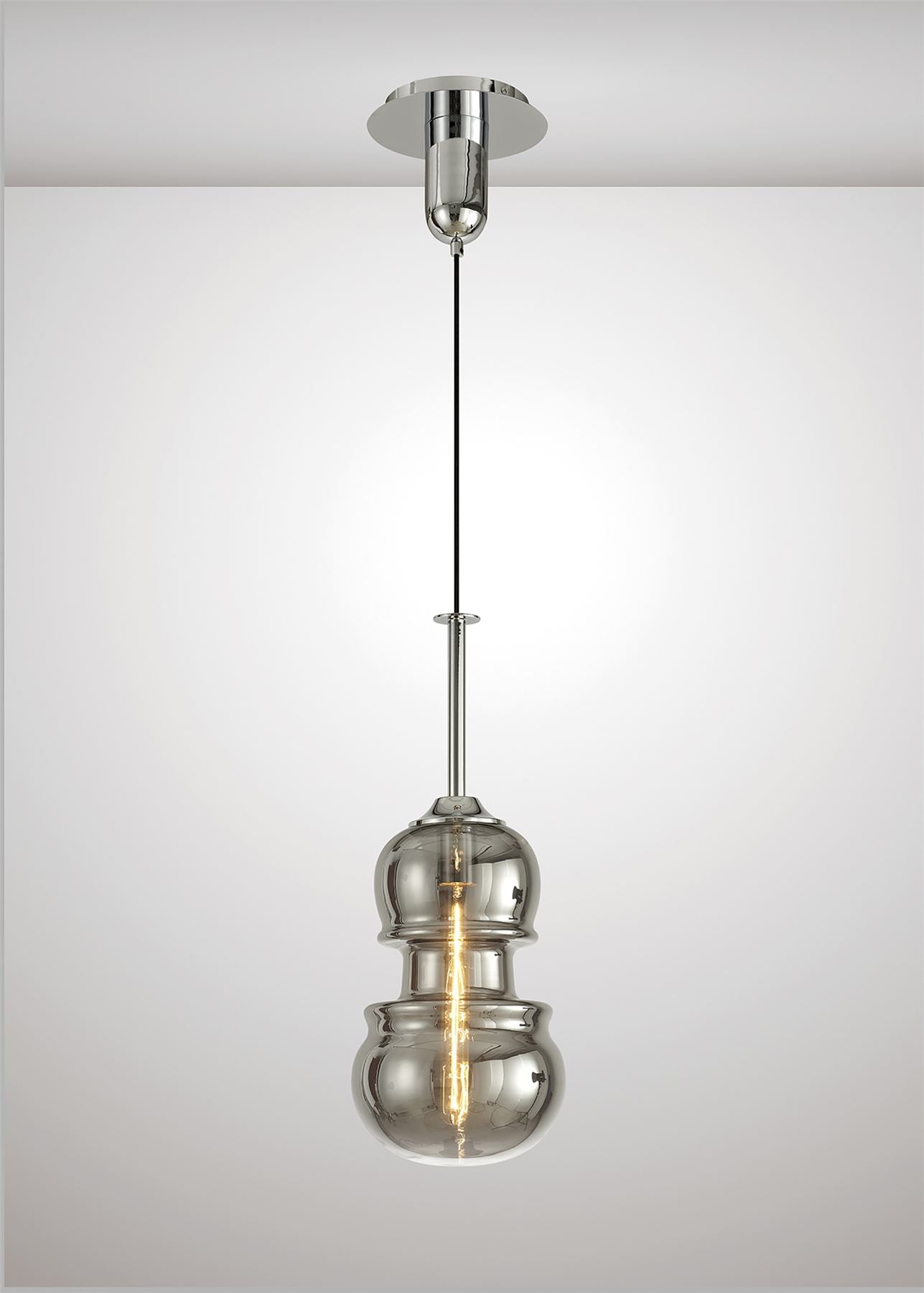 Mantra Sonata Pendant 22cm Round, 1 x E27, Polished Chrome/Graphite