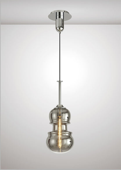 Mantra Sonata Pendant 22cm Round, 1 x E27, Polished Chrome/Graphite