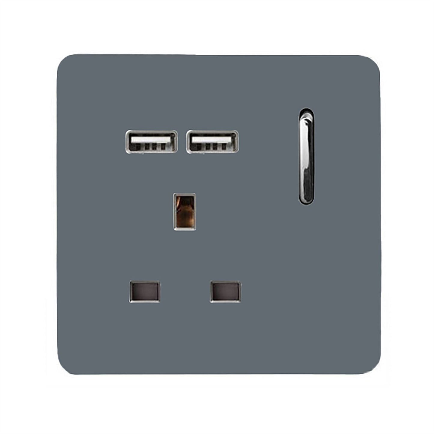 Trendi 1 Gang Artistic Modern Glossy 13 Amp 2x2.1mA USB Switched Tactile Warm Grey