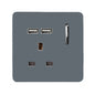 Trendi 1 Gang Artistic Modern Glossy 13 Amp 2x2.1mA USB Switched Tactile Warm Grey