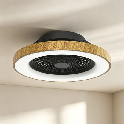 Tibet 65cm 70W LED Dimmable Ceiling Light With 35W DC Reversible Fan Remote, APP & Alexa/Google Voice, 3900lm, Wood Effect/Black, 5yrs Warranty