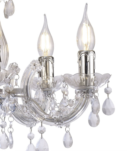Deco Floria Chandelier with Acrylic Sconce & Acrylic Droplets 5 Light E14 Polished Chrome Finish