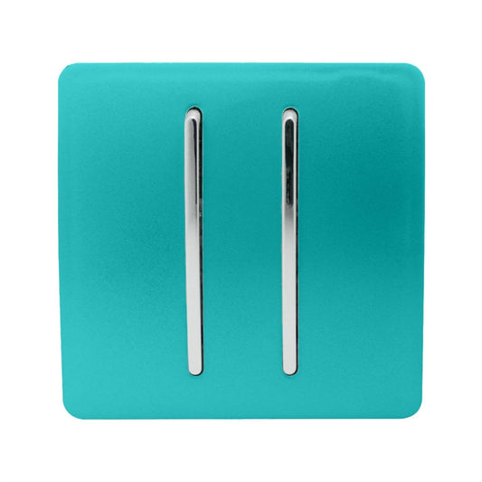Trendi 2 Gang Artistic Modern Glossy Tactile Home Automation Switch Bright Teal