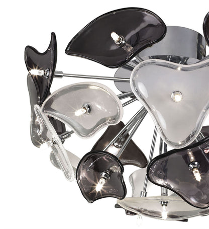 Mantra Otto 46cm Ceiling 21 Light G4, Polished Chrome/Frosted Glass/Black Glass, NOT LED/CFL Compatible