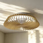 Himalaya Mini 53cm 70W LED Round Ceiling Light With 30W DC Reversible Fan, 2700-5000K Tuneable White, 4900lm, Remote Control, Wood, 3yrs Warranty